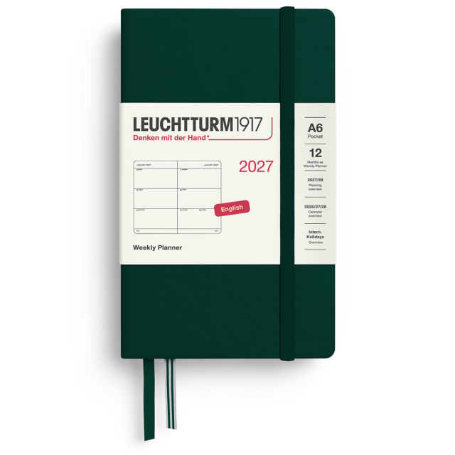 Kalender Weekly Planner 2027 A6 Forest Green