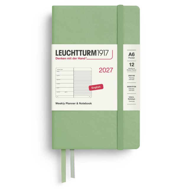 Kalender Weekly Planner & Notebook 2027 A6 Sage