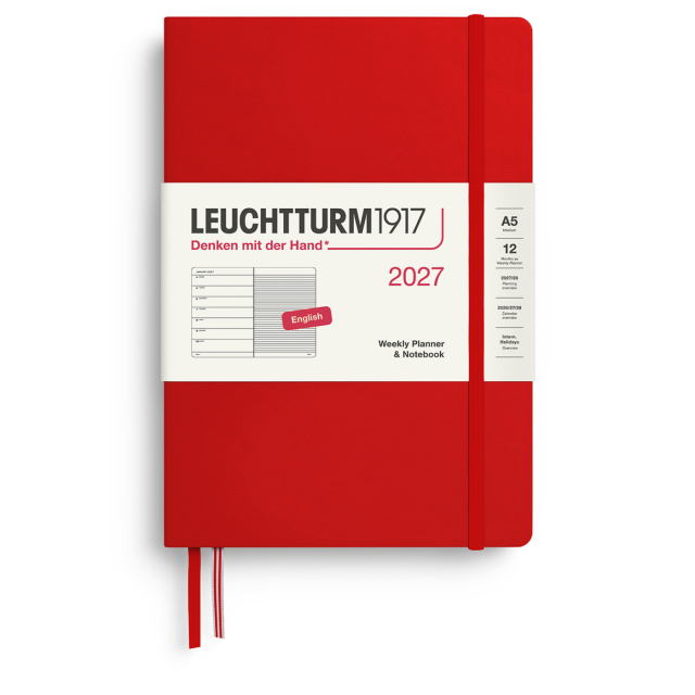 Kalender Weekly Planner & Notebook 2027 A5 Cherry