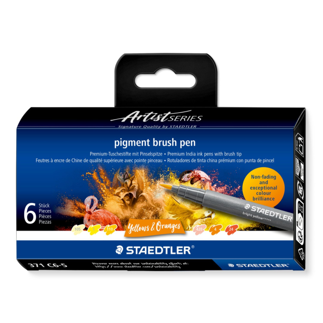 Pigment Arts Brush Pen 6-set Yellow/Orange