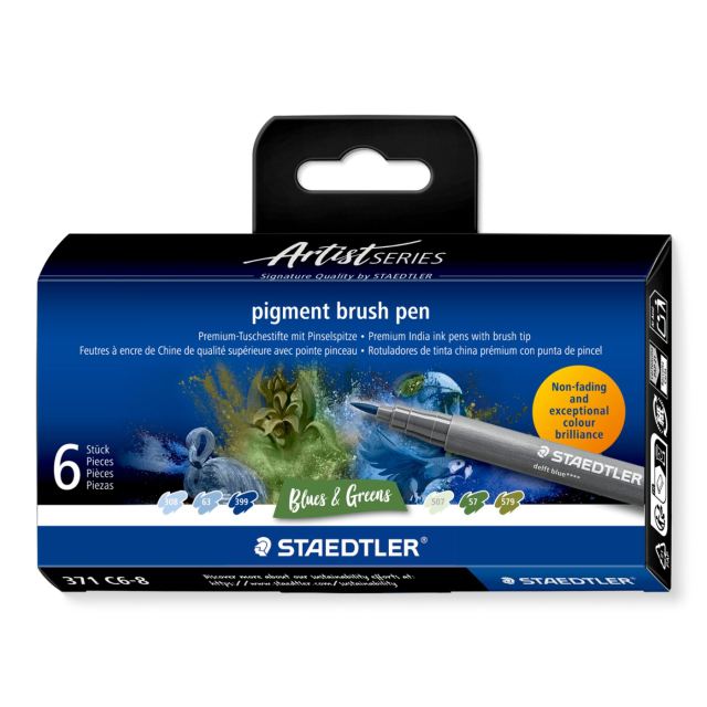 Pigment Arts Brush Pen 6-set Blue/Green