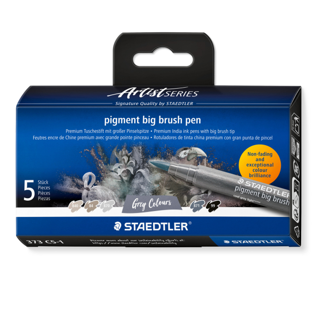 Pigment Arts Big Brush Pen 5-set Grey