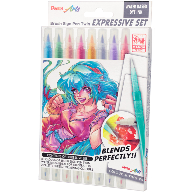 Brush Sign Pen Twin Expressive Set Manga
