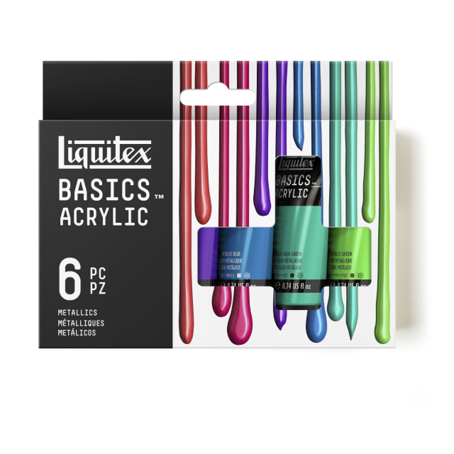 Akrylfärg Basics Metallic Set 6x22 ml