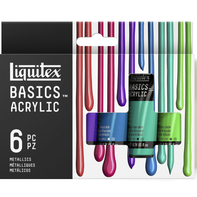 Akrylfärg Basics Metallic Set 6x22 ml