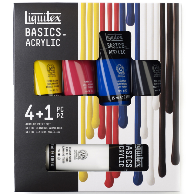 Akrylfärg Basic Set 4x75 ml + 1x118 ml