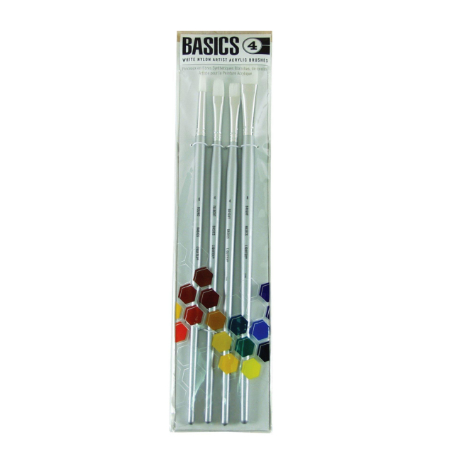 Syntetpensel Akryl Long Handle 4-pack