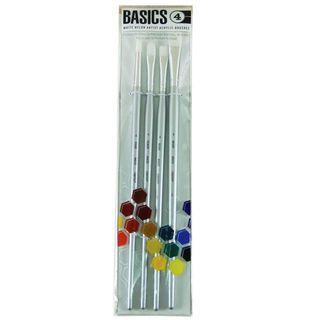 Syntetpensel Akryl Long Handle 4-pack