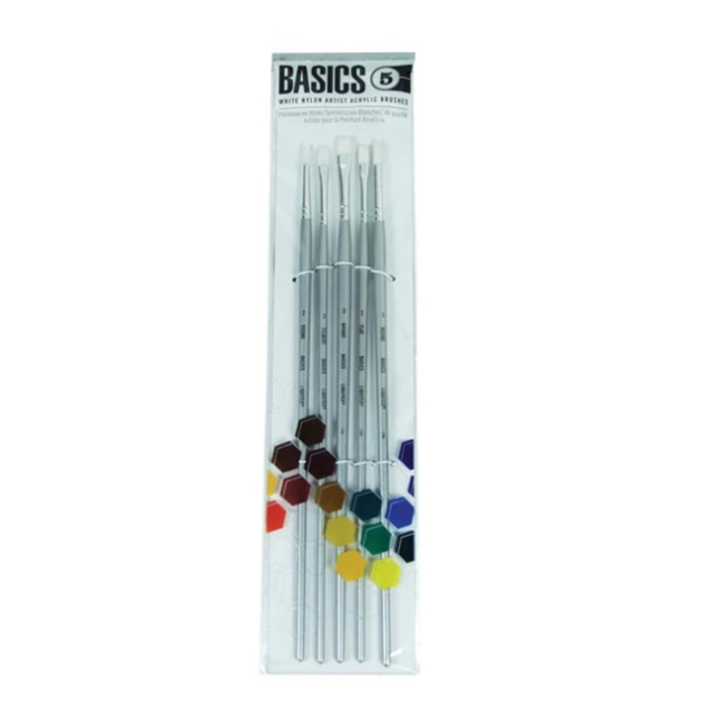 Syntetpensel Akryl Long Handle 5-pack
