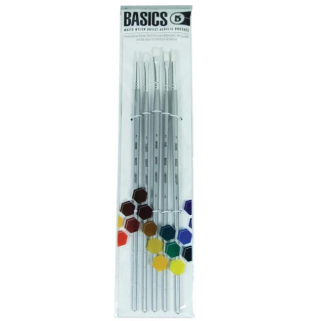 Syntetpensel Akryl Long Handle 5-pack