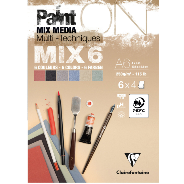 Paint`ON Konstnärsblock Mix6 A6