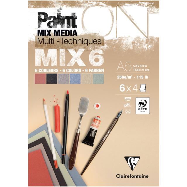 Paint`ON Konstnärsblock Mix6 A5