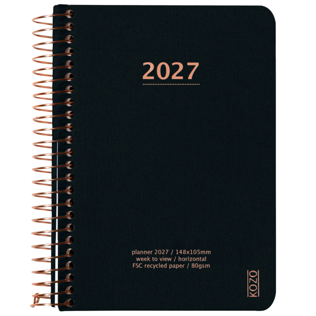 Kalender 2027 A6 Weekly Black
