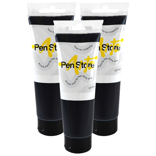 Akrylfärg 120 ml 3-pack Svart