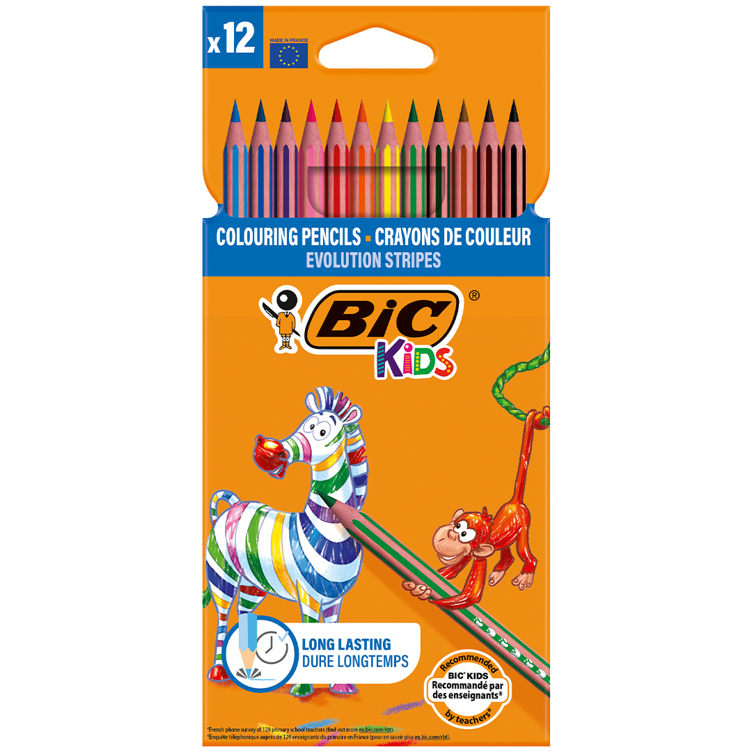 BIC Kids Evolution Stripes Färgpennor 12-set