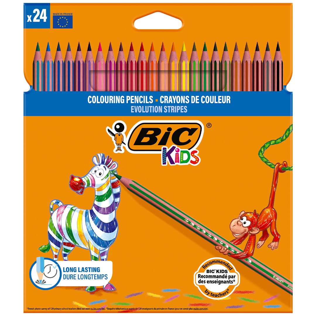BIC Kids Evolution Stripes Färgpennor 24-set