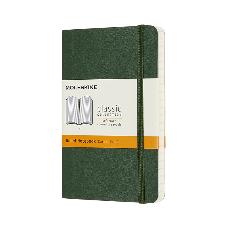 Moleskine Classic Soft Cover Notebook Pocket Myrtle Green Olinjerad