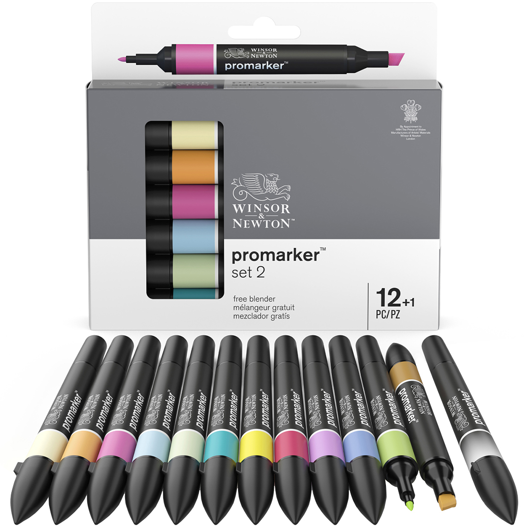 Promarker 12-set + blender (Set 2) i gruppen Pennor / Konstnärspennor / Tuschpennor hos Pen Store (100545)