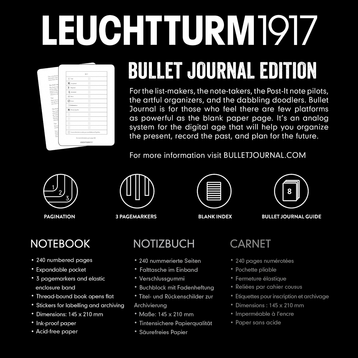Bullet Journal A5 i gruppen Papper & Block / Skriva och anteckna / Anteckningsböcker hos Pen Store (100658_r)
