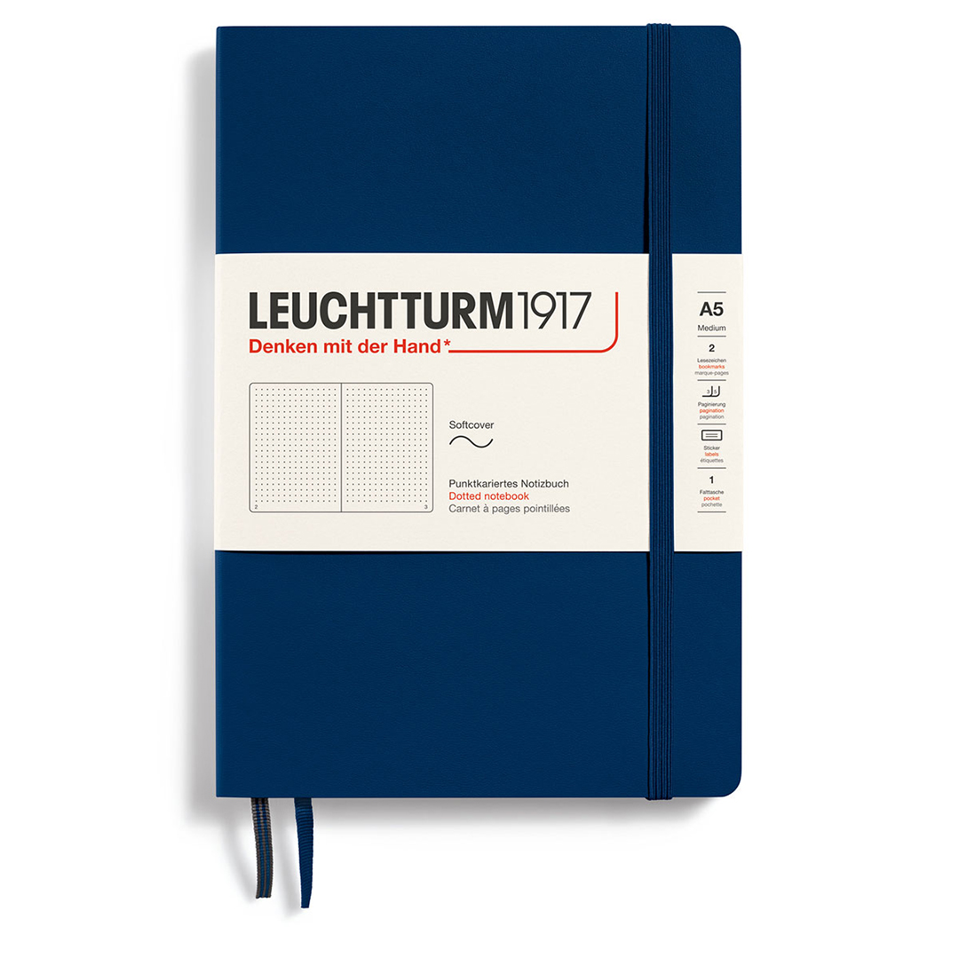 Läs mer om Leuchtturm1917 Notebook A5 Soft Cover Dotted Deep Sea