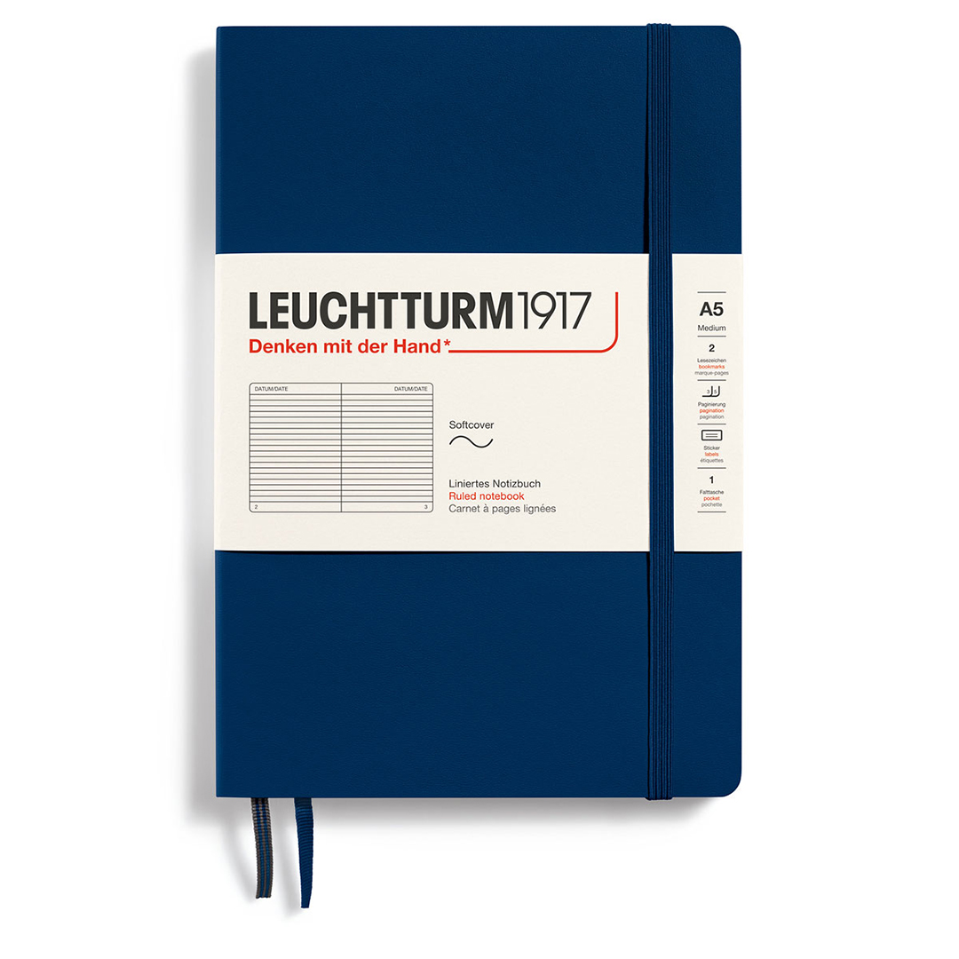 Läs mer om Leuchtturm1917 Notebook A5 Soft Cover Linjerad Deep Sea