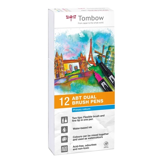 Tombow ABT Dual Brush pen 12-set Primary