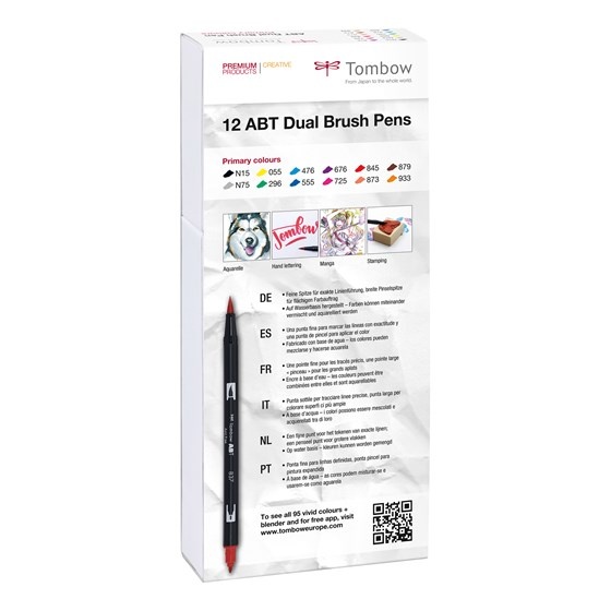 ABT Dual Brush pen 12-set Primary i gruppen Pennor / Konstnärspennor / Penselpennor hos Pen Store (101081)