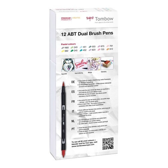ABT Dual Brush pen 12-set Pastel i gruppen Pennor / Konstnärspennor / Penselpennor hos Pen Store (101094)