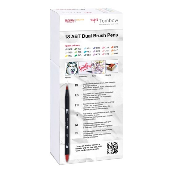ABT Dual Brush pen 18-set Pastel i gruppen Pennor / Konstnärspennor / Penselpennor hos Voorcrea (101096)
