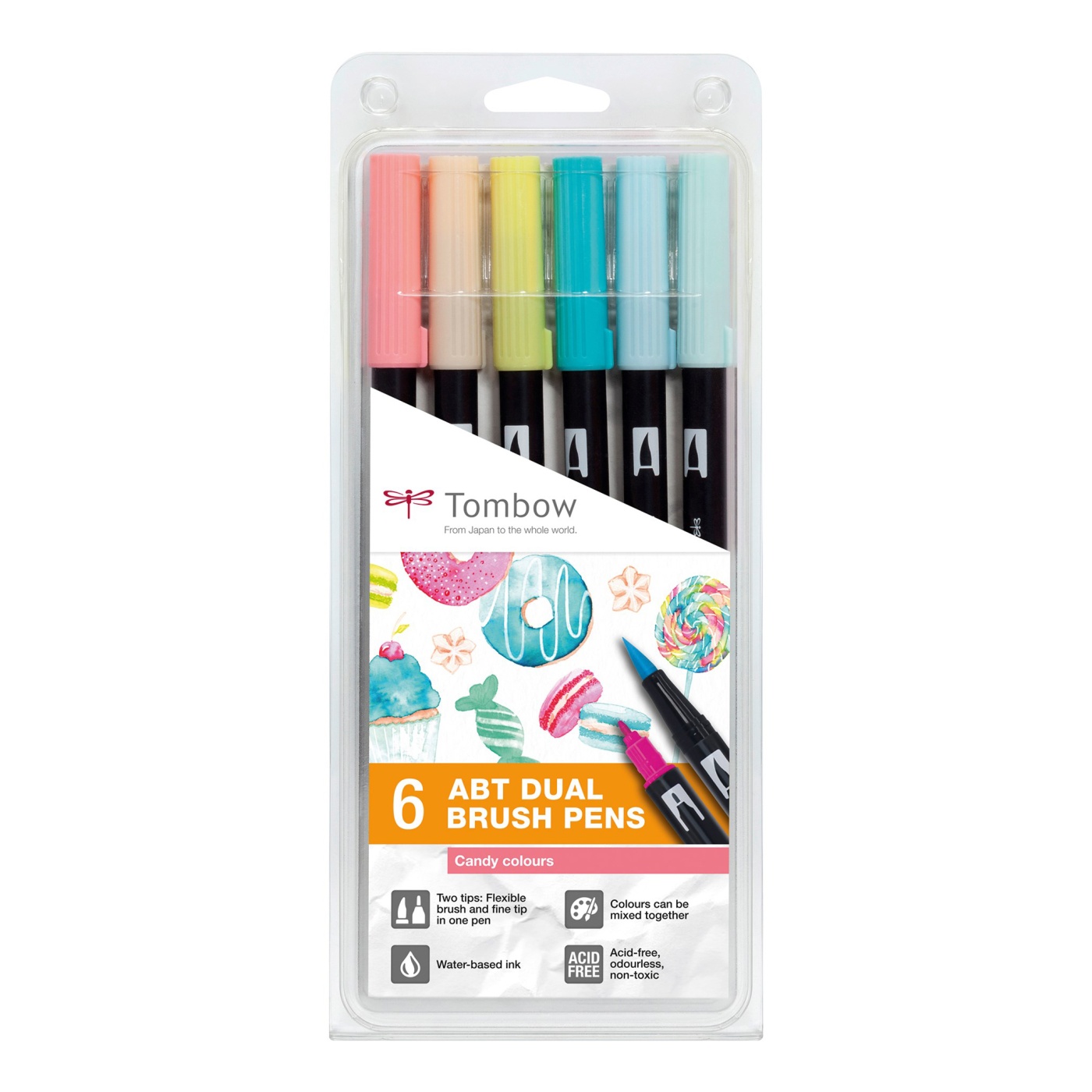 ABT Dual Brush pen 6-set Candy i gruppen Pennor / Konstnärspennor / Penselpennor hos Pen Store (101108)