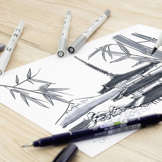 ABT PRO Dual Brush Pen 12-set Manga i gruppen Pennor / Konstnärspennor / Illustrationsmarkers hos Pen Store (101256)