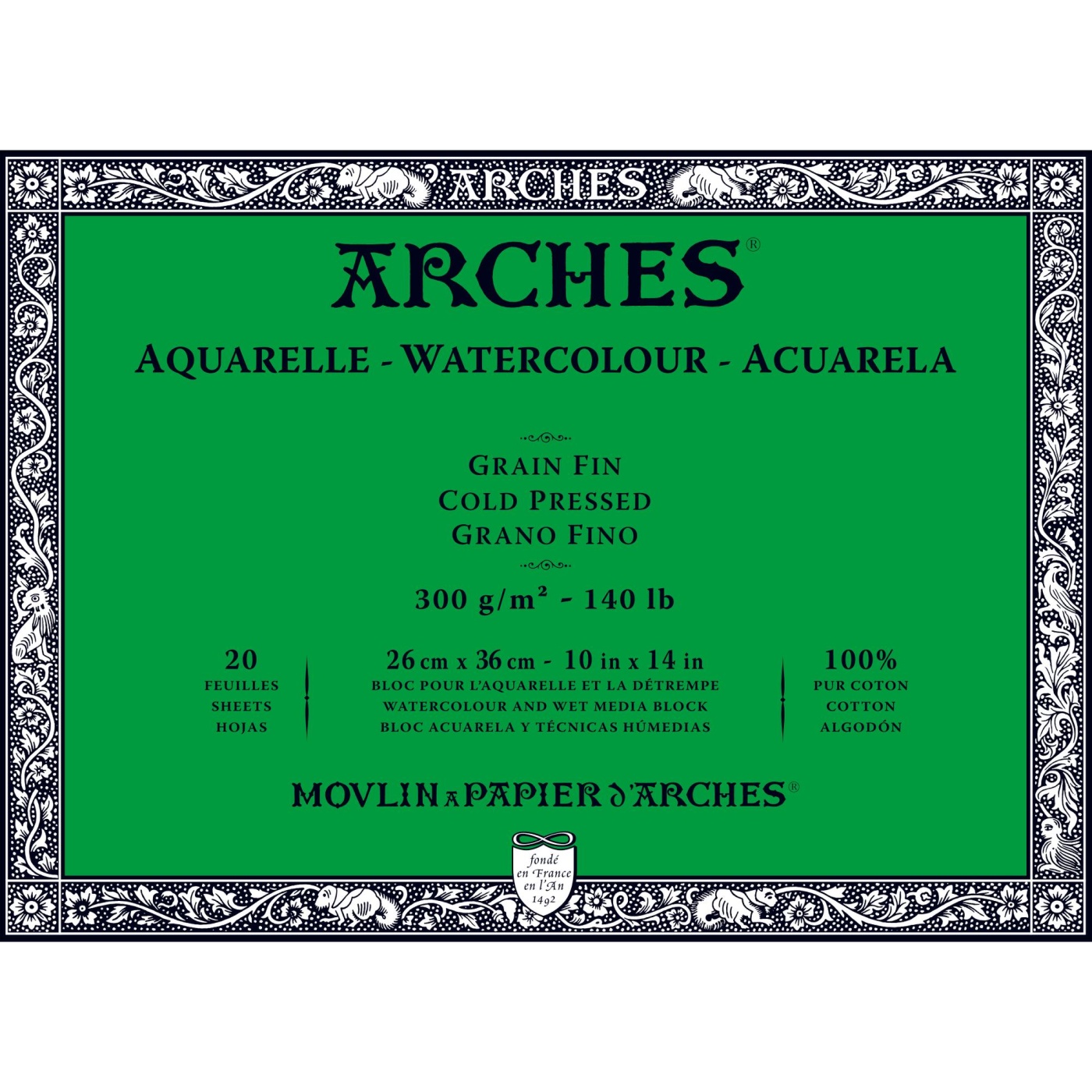 Arches Akvarellblock CP hellimmat 300gx36 cm