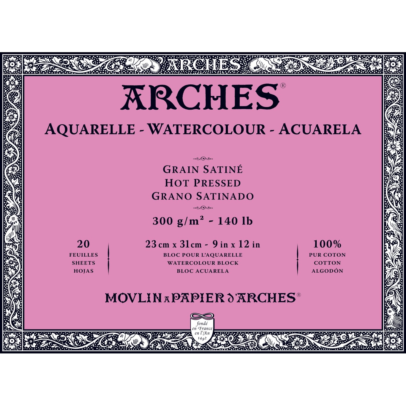 Arches Akvarellblock HP hellimmat 300g 23x31 cm