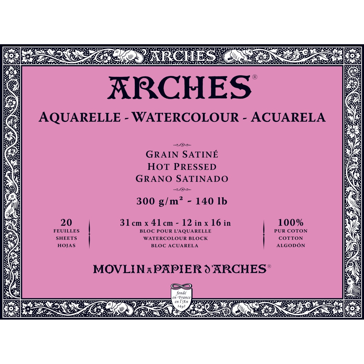 Arches Akvarellblock HP hellimmat 300g 31x41 cm
