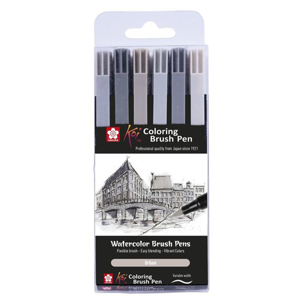 Sakura Koi Coloring Brush Pen 6-set Grey