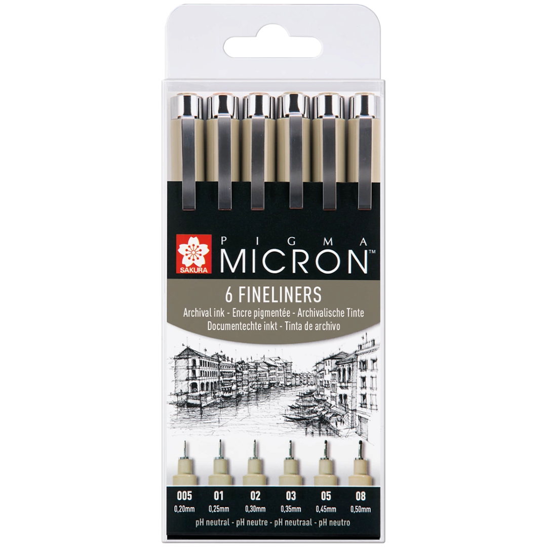 Sakura Pigma Micron Fineliner 6-set