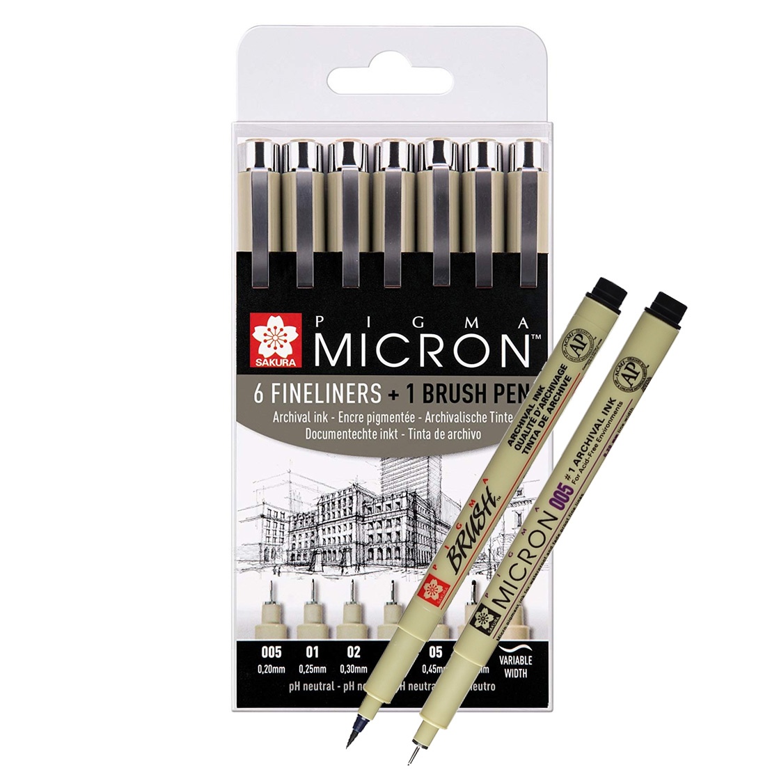 Sakura Pigma Micron Fineliner 6-set 1 Brush Pen