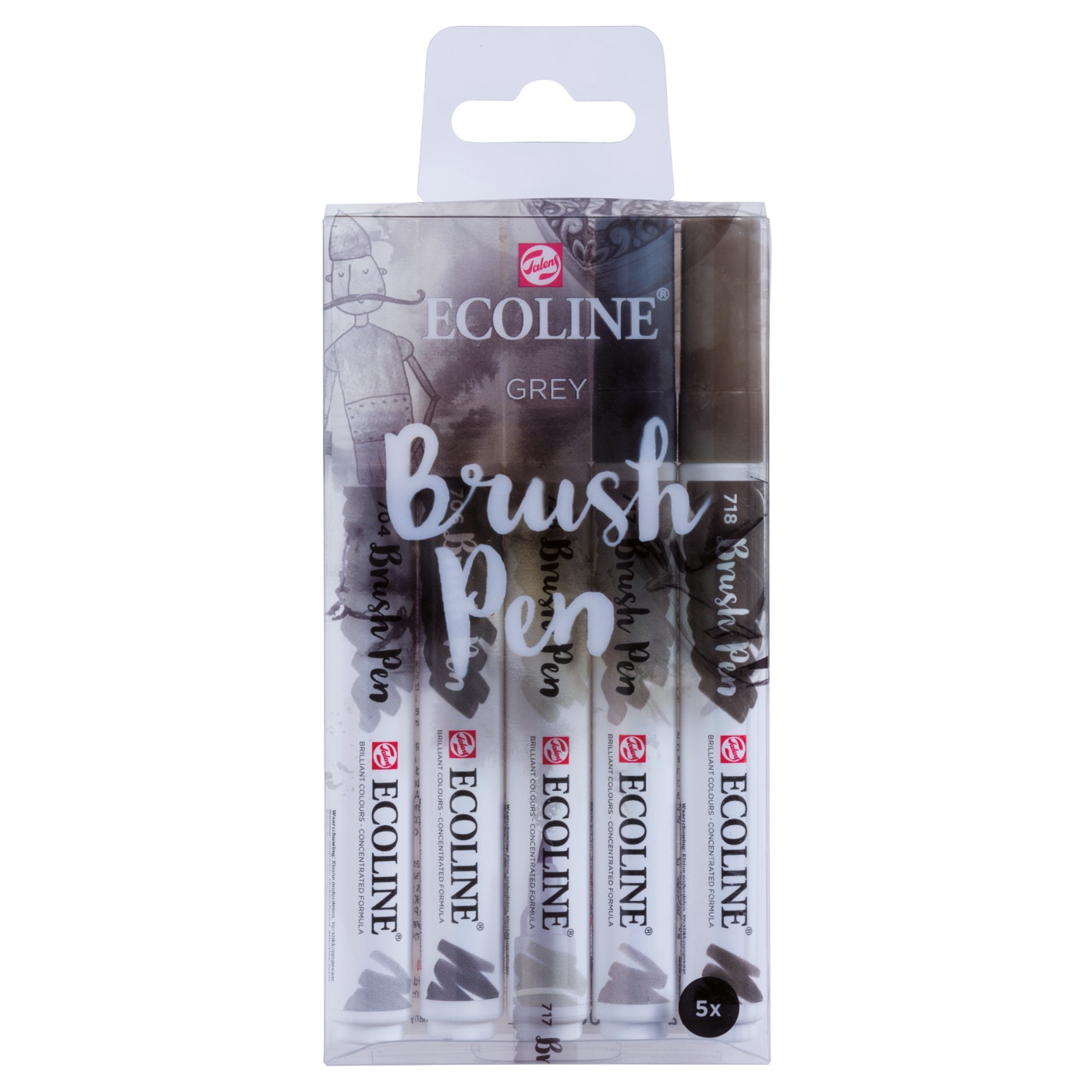 Brush Pen Grey 5-set i gruppen Pennor / Konstnärspennor / Penselpennor hos Pen Store (103713)