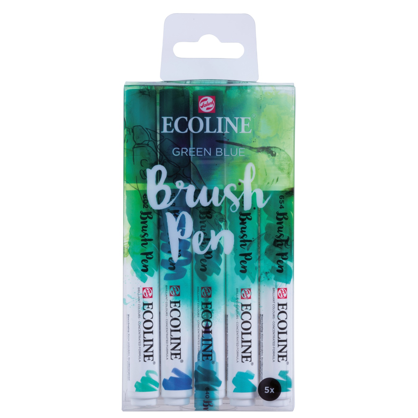 Brush Pen Green Blue 5-set i gruppen Pennor / Konstnärspennor / Penselpennor hos Pen Store (103715)