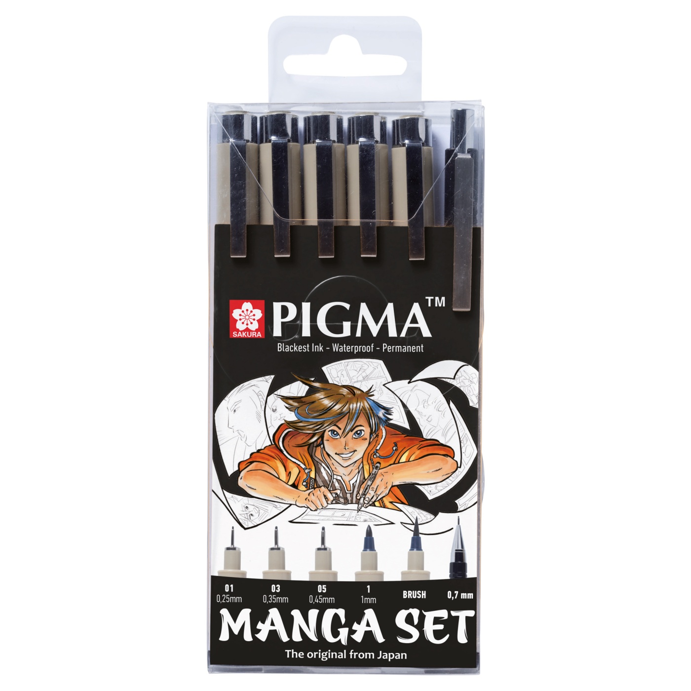 Manga Tool Pigma Micron Black 6-set i gruppen Pennor / Skriva / Fineliners hos Pen Store (103847)