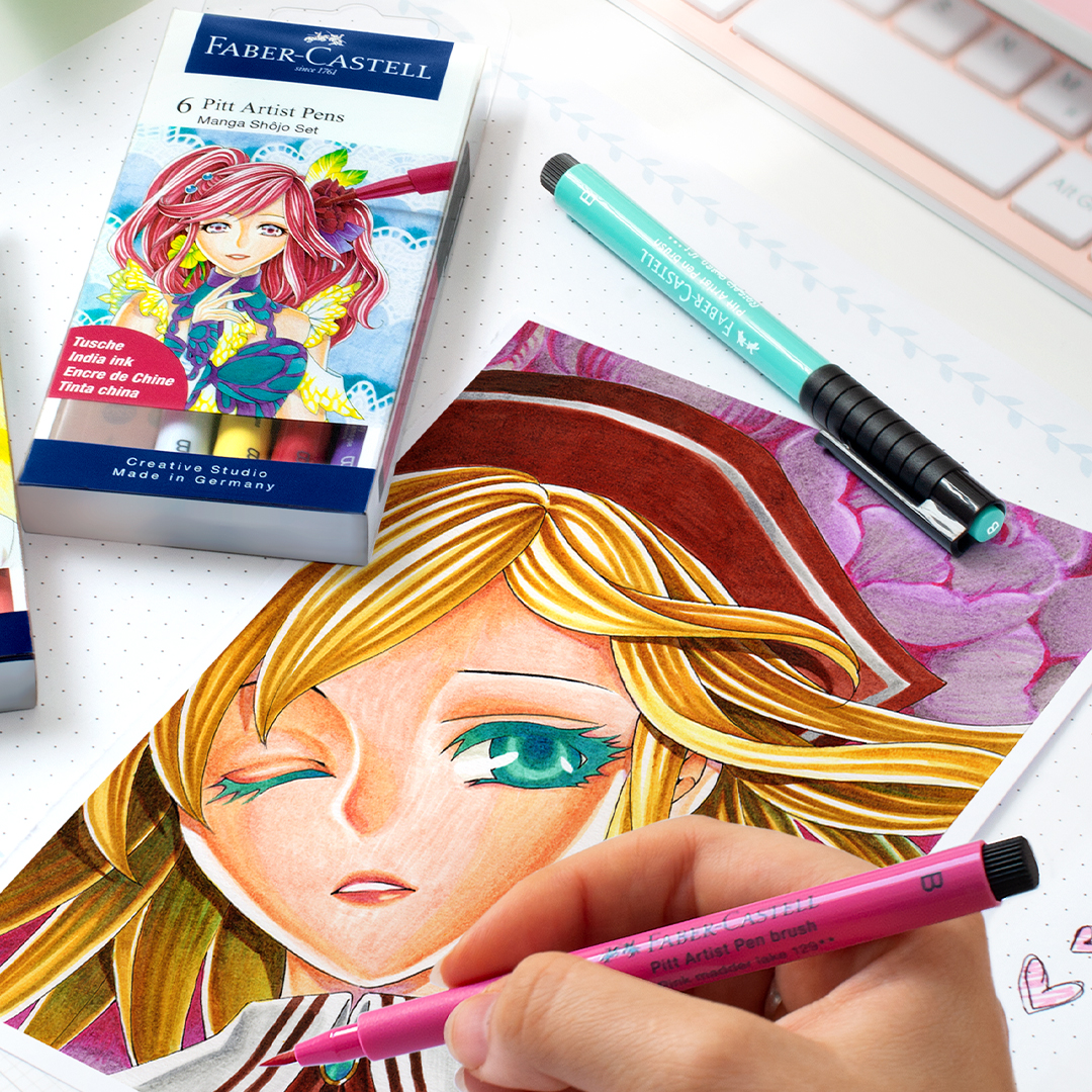 PITT Artist Brush 6-set Manga Shojo i gruppen Konstnärsmaterial / Produktserier / Faber-Castell PITT hos Pen Store (105147)