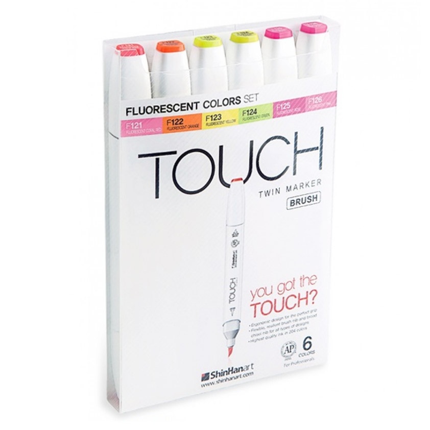 Twin Brush Marker 6-set Neon Fluorescent i gruppen Pennor / Konstnärspennor / Penselpennor hos Pen Store (105852)