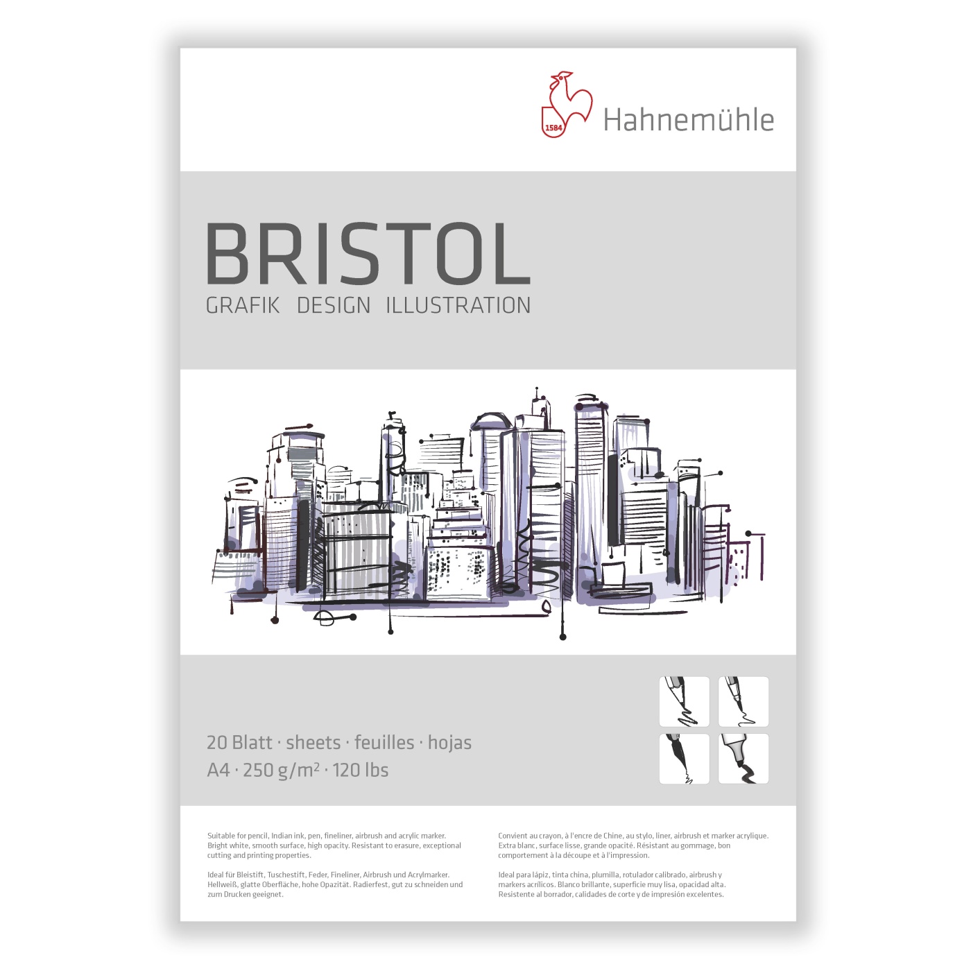Bristol Paper A4 i gruppen Papper & Block / Konstnärsblock / Rit- och skissblock hos Pen Store (106118)