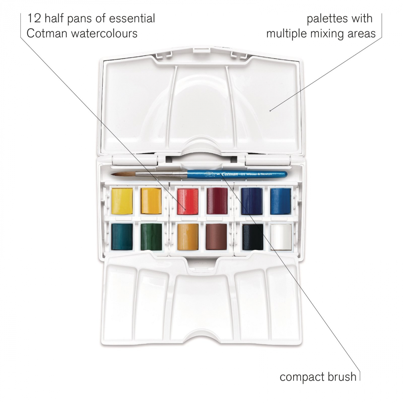 Cotman Akvarellfärg Pocket Box Plus 12 ½ - koppar i gruppen Konstnärsmaterial / Färger / Akvarellfärg hos Pen Store (107240)