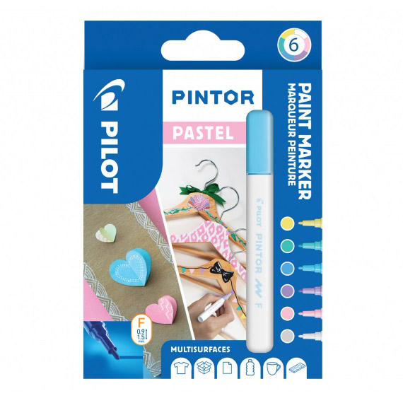 Produktfoto för Pilot Märkpenna Pintor Fine spets, 1,0 mm, 6 Färger Pastell Mix