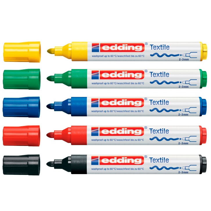 4500 Textilpenna 5-set Basic Colors i gruppen Skapande & Hobby / Skapa / Textilfärg och textilpennor hos Pen Store (110346)