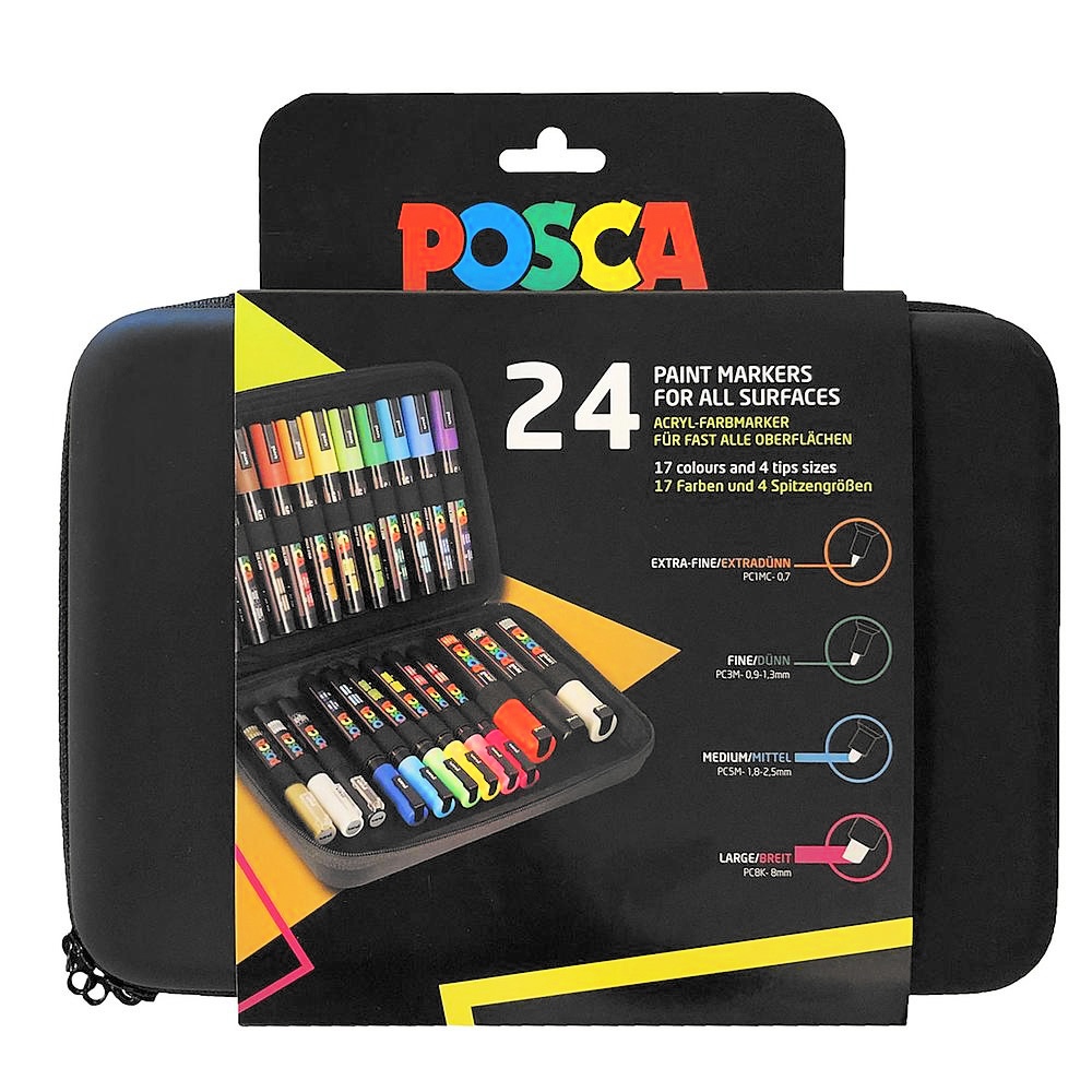 Posca Marker 24-set Rubbercase i gruppen Pennor / Konstnärspennor / Illustrationsmarkers hos Pen Store (110396)
