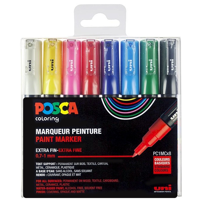 Produktfoto för POSCA markörset PC-1M 8 ass. std. färger