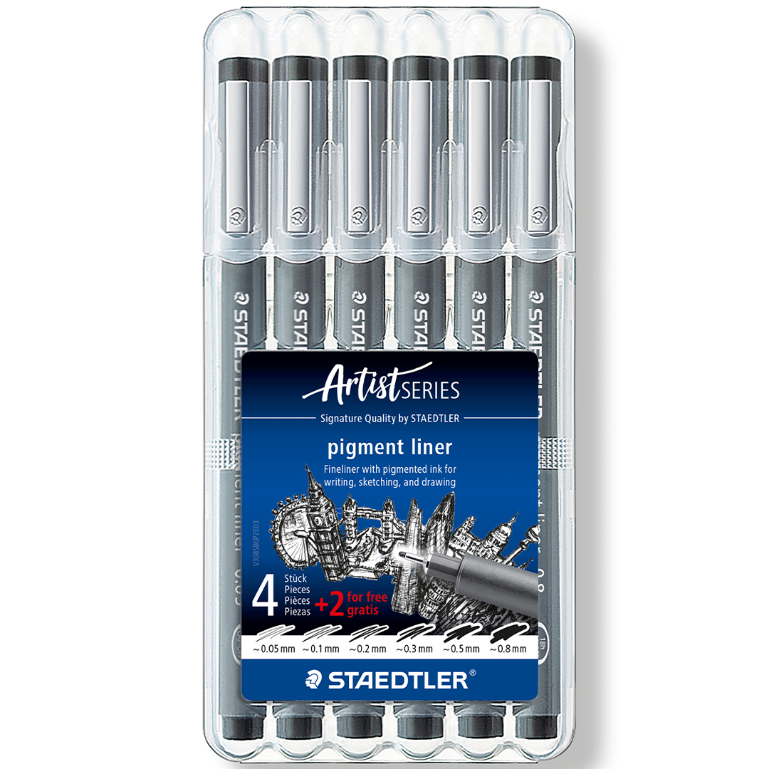Staedtler Pigment Liner 6-set | Pennor - Skriva - Fineliners | HobbyPyssel