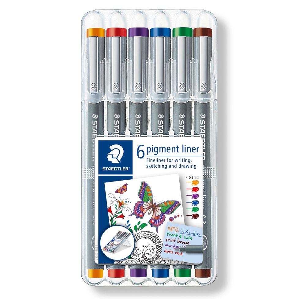 Pigment Liner Color 0.3 mm 6-set i gruppen Pennor / Skriva / Fineliners hos Pen Store (111208)